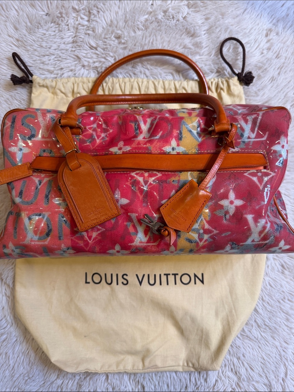 Louis Vuitton LV Richard Prince Pink Denim Defile Weekender PM Pulp Bag